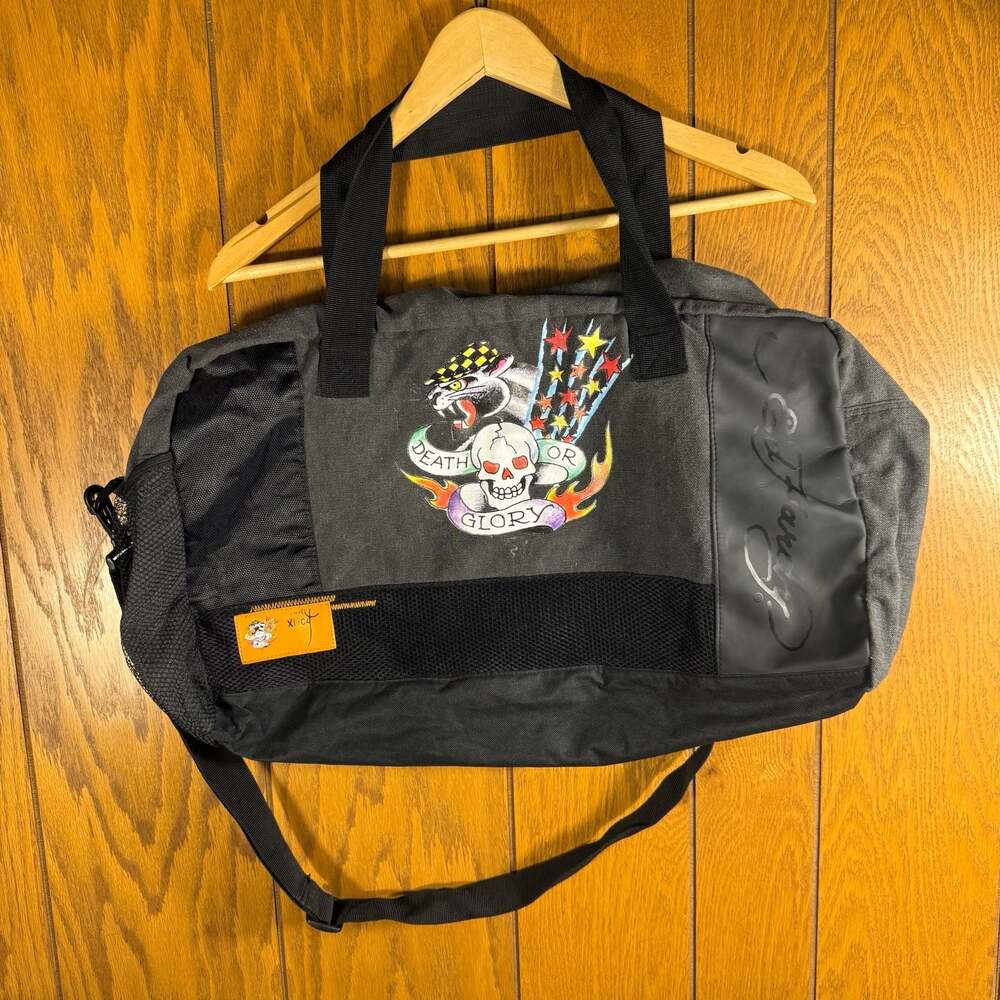 Ed Hardy Death or Glory Canvas Duffle Gym Bag